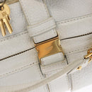 LOEWE Hand Bag Leather White Gold Auth 162412-10