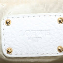 LOEWE Hand Bag Leather White Gold Auth 162412-20