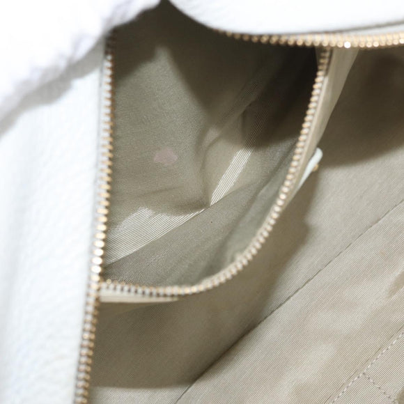 LOEWE Hand Bag Leather White Gold Auth 162412