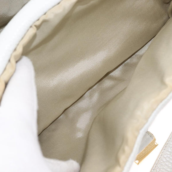 LOEWE Hand Bag Leather White Gold Auth 162412