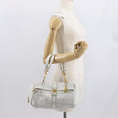 LOEWE Hand Bag Leather White Gold Auth 162412-27