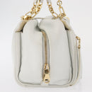 LOEWE Hand Bag Leather White Gold Auth 162412-4