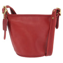 Coach Shoulder Bag Leather Red Gold Auth 162414-1