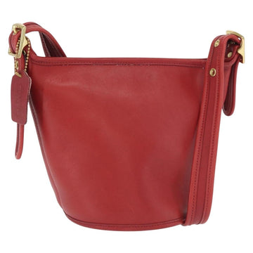Coach Shoulder Bag Leather Red Gold Auth 162414