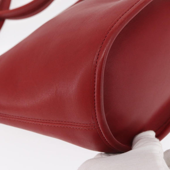 Coach Shoulder Bag Leather Red Gold Auth 162414