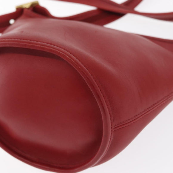 Coach Umhängetasche Leder Rot Gold Auth 162414