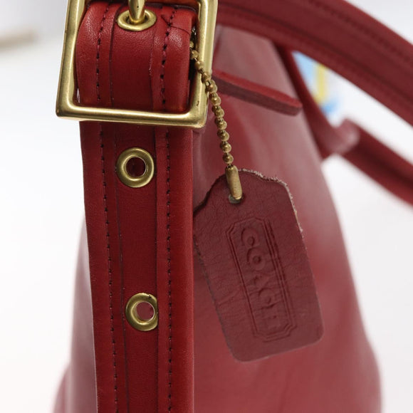 Coach Umhängetasche Leder Rot Gold Auth 162414