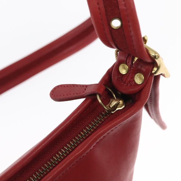 Coach Shoulder Bag Leather Red Gold Auth 162414