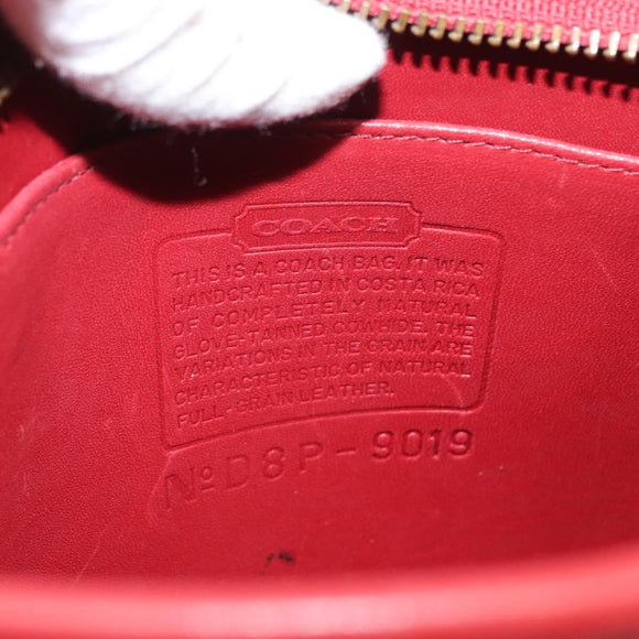 Coach Shoulder Bag Leather Red Gold Auth 162414