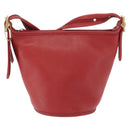 Coach Shoulder Bag Leather Red Gold Auth 162414-13