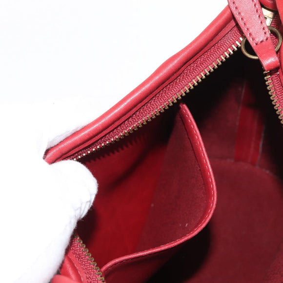 Coach Shoulder Bag Leather Red Gold Auth 162414