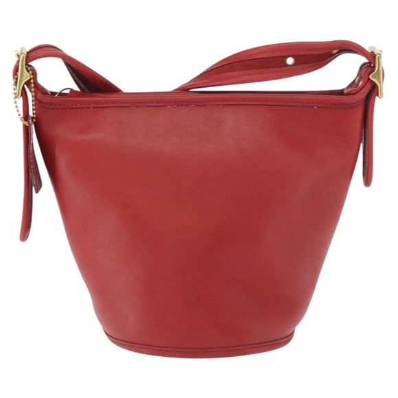 Coach Umhängetasche Leder Rot Gold Auth 162414