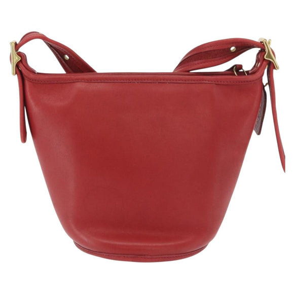 Coach Umhängetasche Leder Rot Gold Auth 162414