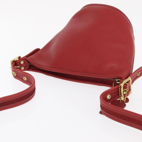 Coach Umhängetasche Leder Rot Gold Auth 162414
