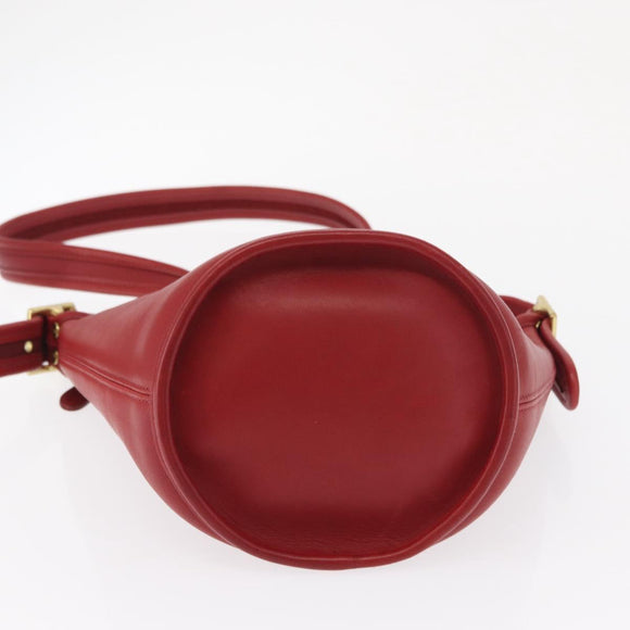 Coach Umhängetasche Leder Rot Gold Auth 162414