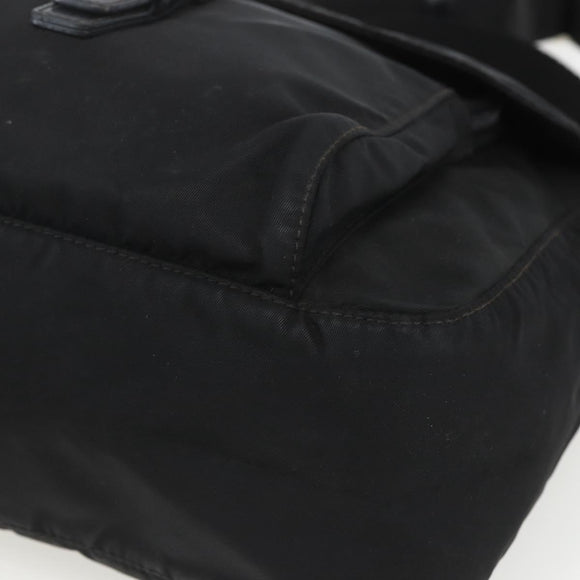PRADA Shoulder Bag Nylon Black Silver Auth 162419