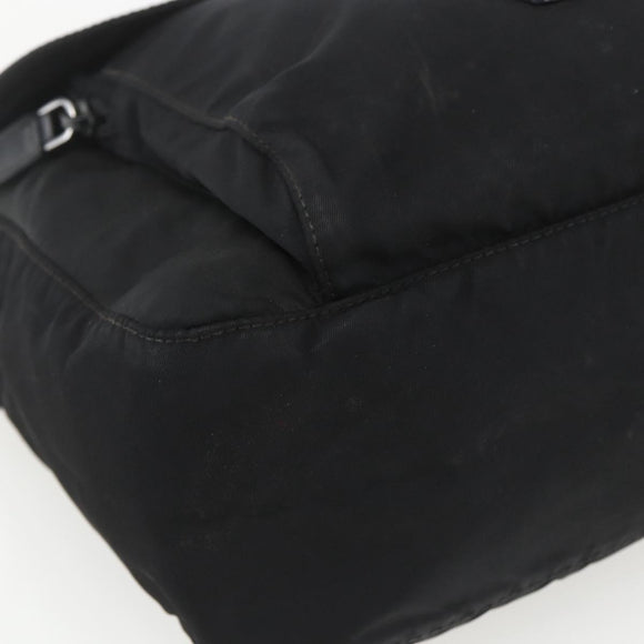 PRADA Shoulder Bag Nylon Black Silver Auth 162419