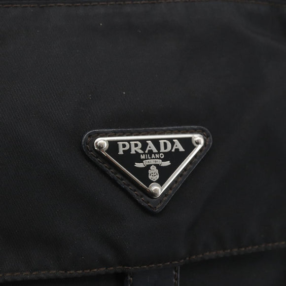 PRADA Shoulder Bag Nylon Black Silver Auth 162419