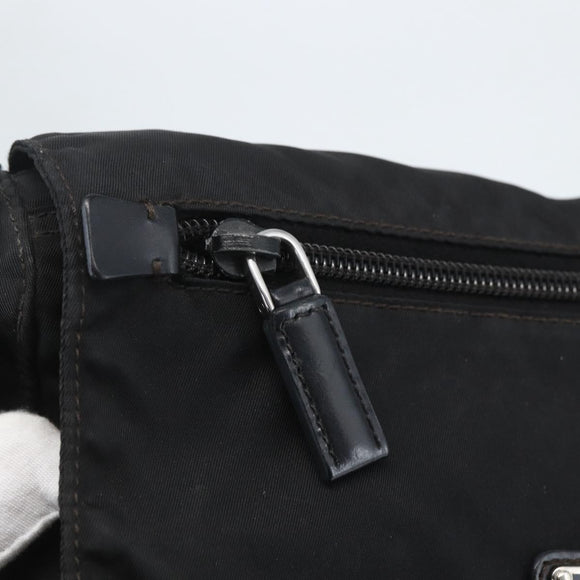 PRADA Shoulder Bag Nylon Black Silver Auth 162419