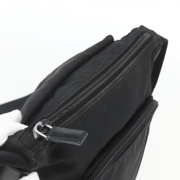 PRADA Shoulder Bag Nylon Black Silver Auth 162419