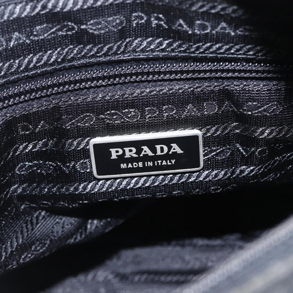 PRADA Shoulder Bag Nylon Black Silver Auth 162419
