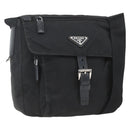 PRADA Shoulder Bag Nylon Black Silver Auth 162419-1