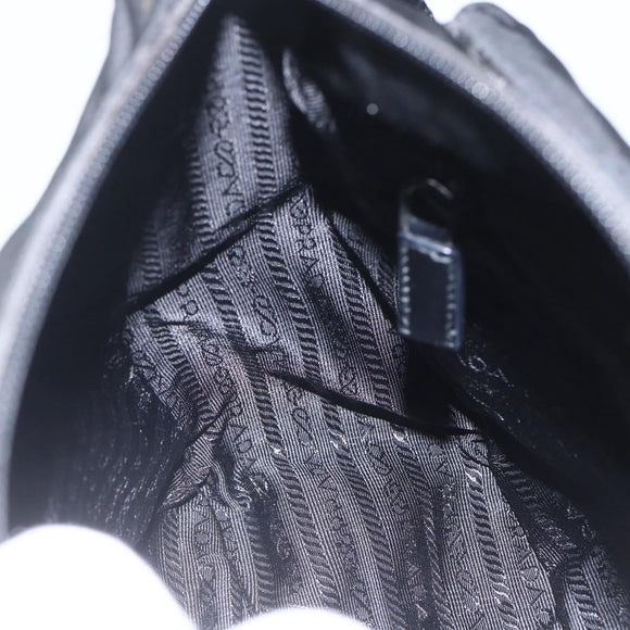 PRADA Shoulder Bag Nylon Black Silver Auth 162419