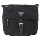 PRADA Shoulder Bag Nylon Black Silver Auth 162419-13