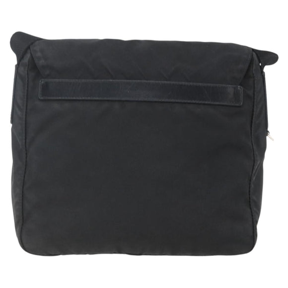 PRADA Shoulder Bag Nylon Black Silver Auth 162419