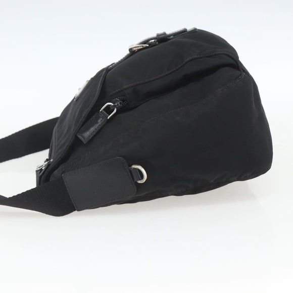 PRADA Shoulder Bag Nylon Black Silver Auth 162419