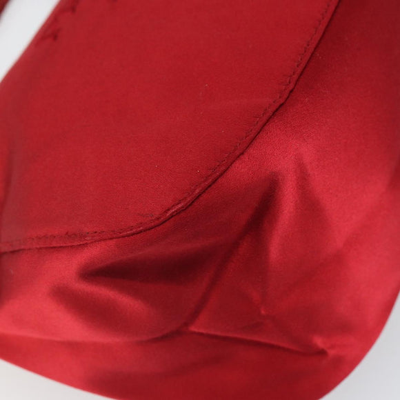 PRADA Shoulder Bag Satin Red Gold Auth 162423
