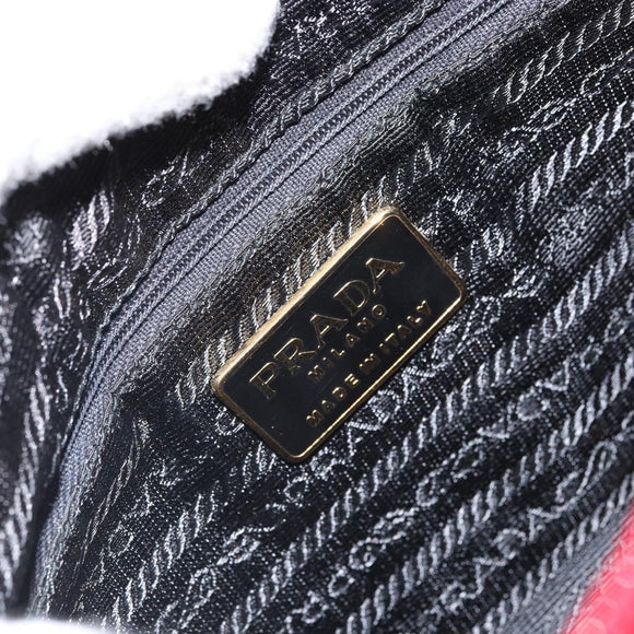 PRADA Shoulder Bag Satin Red Gold Auth 162423