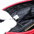 PRADA Shoulder Bag Satin Red Gold Auth 162423-12
