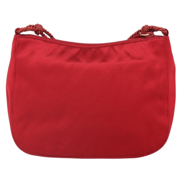 PRADA Shoulder Bag Satin Red Gold Auth 162423
