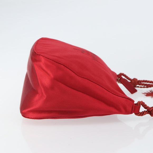 PRADA Shoulder Bag Satin Red Gold Auth 162423