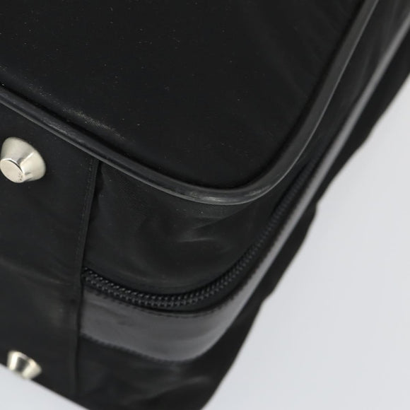 PRADA Boston Bag Nylon Black Silver Auth 162424