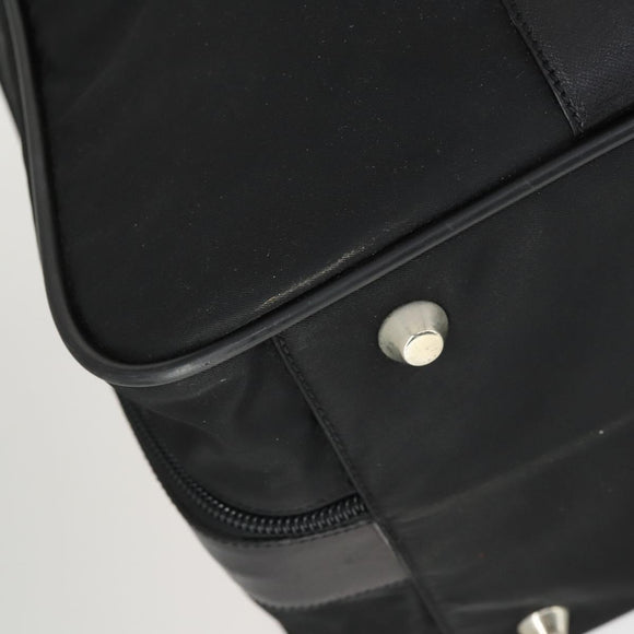 PRADA Boston Bag Nylon Black Silver Auth 162424