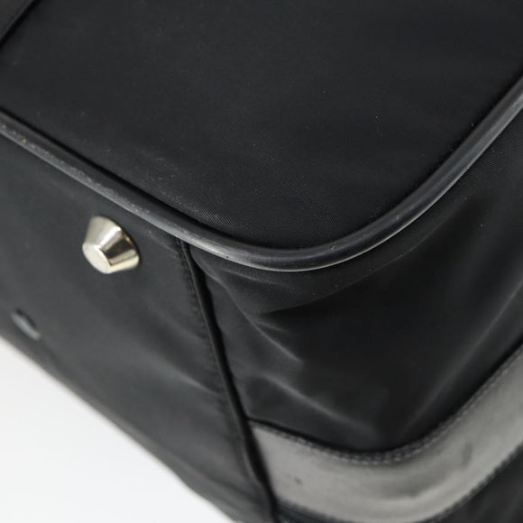 PRADA Boston Bag Nylon Black Silver Auth 162424