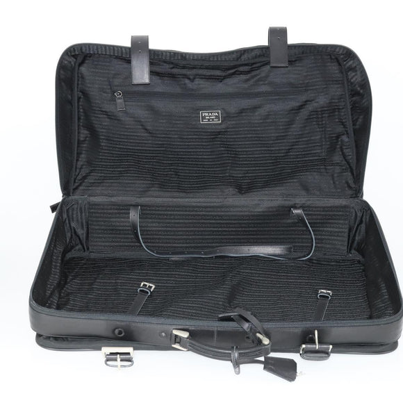 PRADA Boston Bag Nylon Black Silver Auth 162424