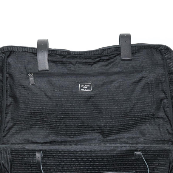 PRADA Boston Bag Nylon Black Silver Auth 162424