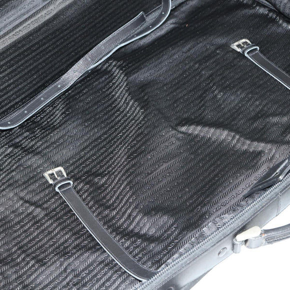 PRADA Boston Bag Nylon Black Silver Auth 162424