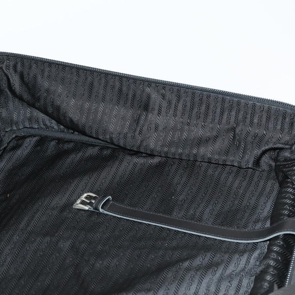 PRADA Boston Bag Nylon Black Silver Auth 162424