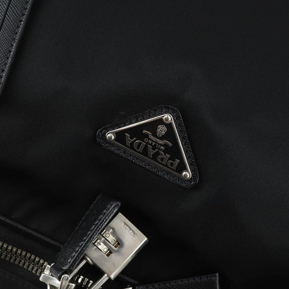 PRADA Suitcase Nylon Black Silver Auth 162425