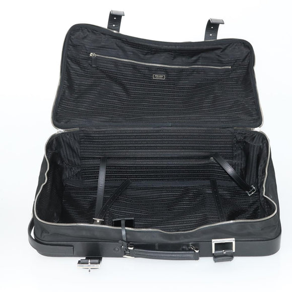 PRADA Suitcase Nylon Black Silver Auth 162425