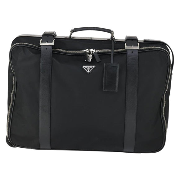 PRADA Suitcase Nylon Black Silver Auth 162425