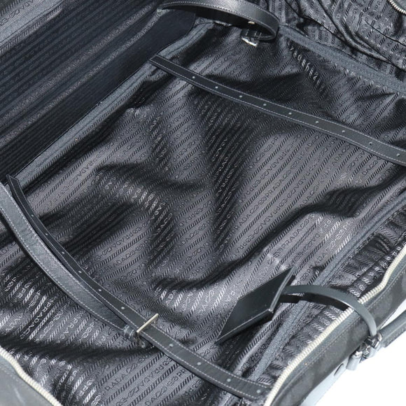 PRADA Suitcase Nylon Black Silver Auth 162425