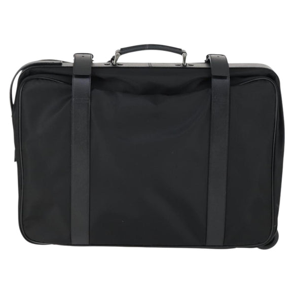 PRADA Suitcase Nylon Black Silver Auth 162425