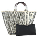 Christian Dior Trotter Canvas Hand Bag Vinyl Clear Silver Auth 162441-1