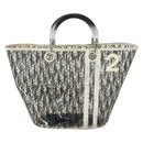 Christian Dior Trotter Canvas Hand Bag Vinyl Clear Silver Auth 162441-13