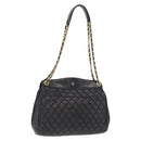 BALLY Chain Shoulder Bag Leather Black Gold Auth 162445-1